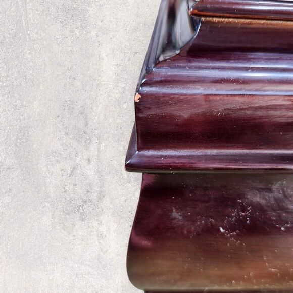 Vintage Bombay Company Mahogany Jewelry Box Red Velvet Lined w/ 2 Keys Large - Picture 10 of 16